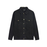 Balenciaga Black Embroidered Political Logo Denim Jacket - Banlieue91