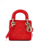 Christian Dior Lady Dior Bag Cannage Quilt Patent Mini - Banlieue91