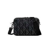 Christian Dior Zipped Pouch with Strap Black Coated Cotton Canvas with CD Diamond Print - Banlieue91