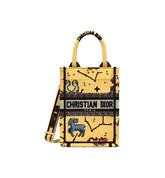 Christian Dior Canvas Embroidered Pixel Zodiac Mini Book Tote Phone Bag in Latte Multicolor - Banlieue91