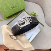 GUCCI Embellished coated-canvas and leather belt 'Black' - Banlieue91