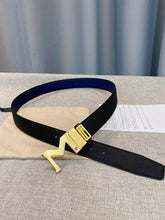Montblanc M Buckle Reversible Leather Belt 'Black/Blue' - Banlieue91