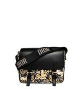 Dior Messenger Bag Regular Dior Messenger Bag Black calfskin, cotton canvas and linen with gold Magica print - Banlieue91