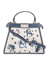 Fendi Cream Leather Astrology Embroidered Canvas Mini Peekaboo Top Handle - Banlieue91