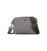 Zipped Pouch with Strap Grey and Black Dior Oblique Jacquard - Banlieue91