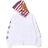 BAPE US Limited Collection USA Shark Hoodie A Bathing Ape White - Banlieue91
