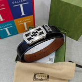 GUCCI Embellished coated-canvas and leather belt 'Black' - Banlieue91