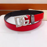 Dolce Gabbana Calfskin belt with bejeweled DG logo 'Red' - Banlieue91