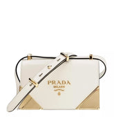 Prada Crossbody Shoulder Bag Box Calf White Leather - Banlieue91