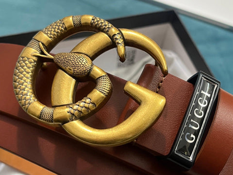 GUCCI Embellished coated-canvas and leather belt 'Brown' - Banlieue91