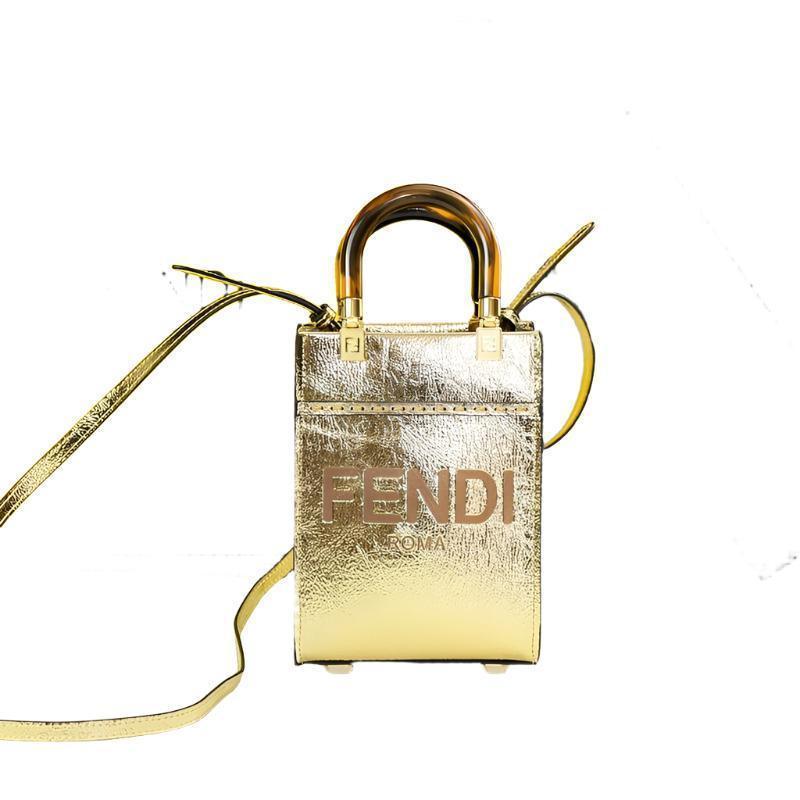 Fendi Vitello King Plexiglass Logo Embossed Mini Fendi Sunshine Shopper Tote - Banlieue91