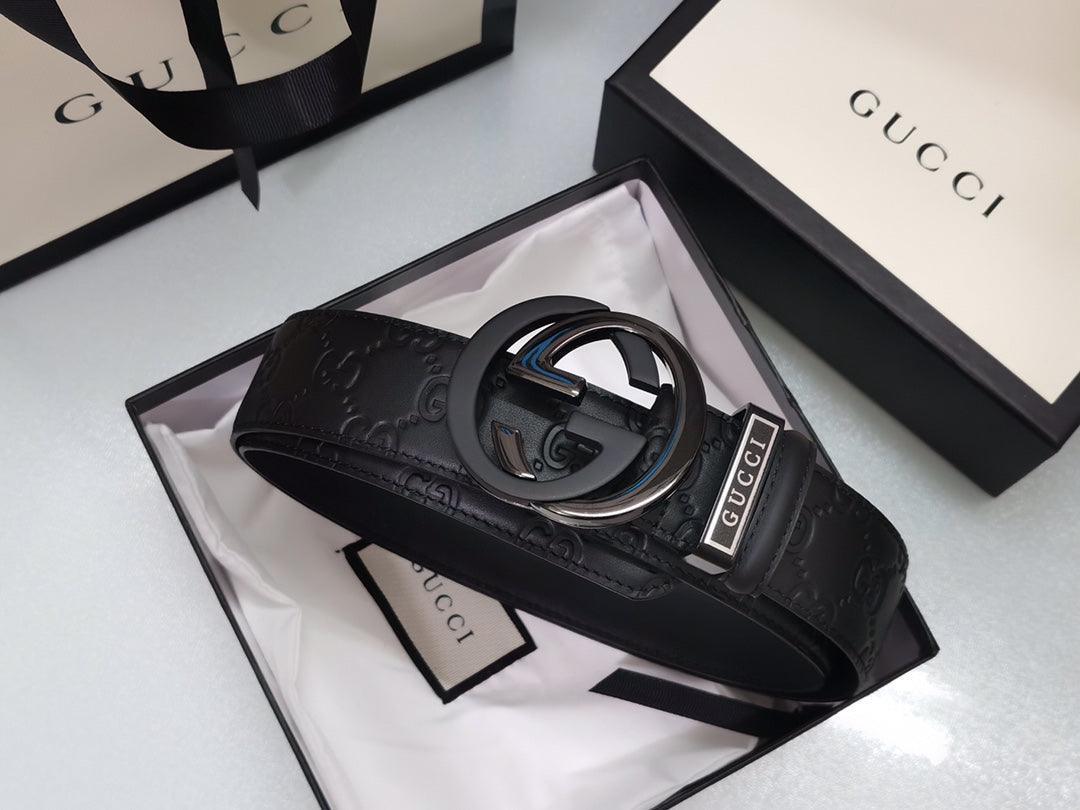 GUCCI Embellished coated-canvas and leather belt 'Black' - Banlieue91