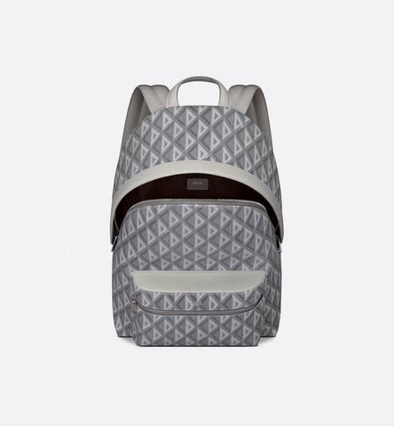 Dior Rider Zipped Backpack Grey Coated Cotton Canvas with CD Diamond Print - Banlieue91