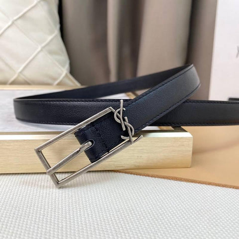 Saint Laurent Classic Monogram Square Buckle Belt Embossed Leather - Banlieue91