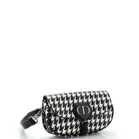 Christian Dior Bobby Flap Bag Houndstooth Embossed Calfskin East West - Banlieue91