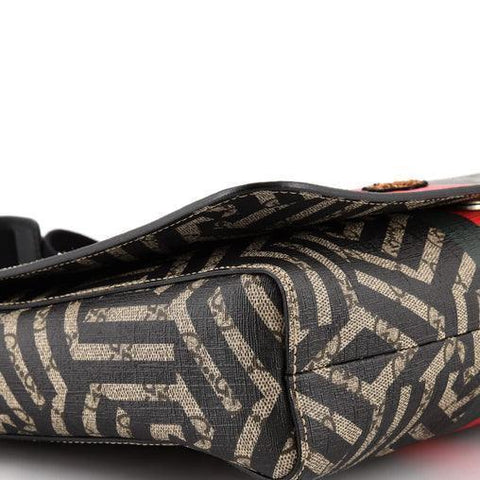 Gucci Bee Web Flap Messenger Bag Caleido GG Coated Canvas Medium - Banlieue91