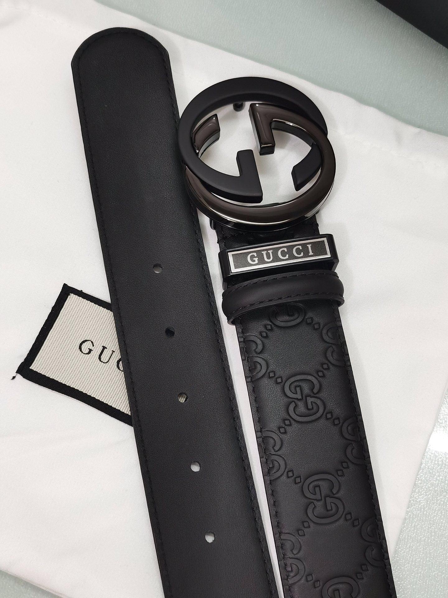 GUCCI Embellished coated-canvas and leather belt 'Black' - Banlieue91