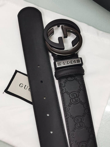 GUCCI Embellished coated-canvas and leather belt 'Black' - Banlieue91