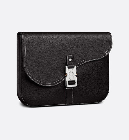 Dior Saddle A4 Pouch Black Grained Calfskin - Banlieue91