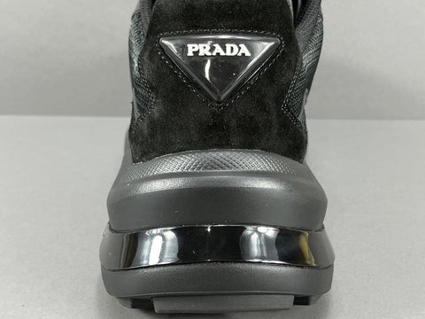 Prada Brushed Leather Bike Fabric Suede Garnet Black - Banlieue91