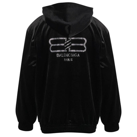 Balenciaga rhinestone-logo zipped hoodie - Banlieue91