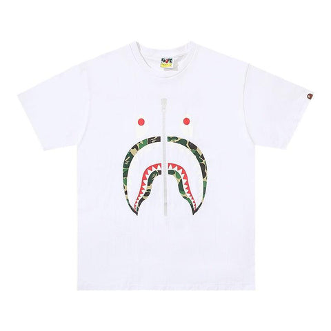 BATHING APE White T-SHORT SLEEVE TEE 1ST CAMO SHARK TEE - Banlieue91