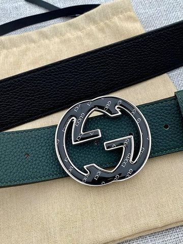 GUCCI Embellished coated-canvas and leather belt 'Green' - Banlieue91