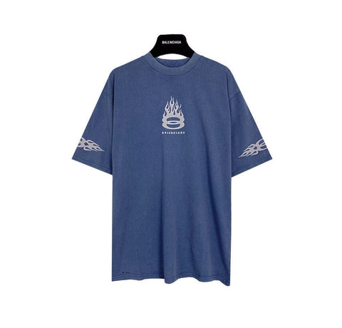 Balenciaga Light Blue T-Shirt Without Collar - Banlieue91