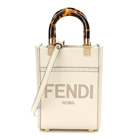 Fendi Vitello King Plexiglass Logo Embossed Mini Fendi Sunshine Shopper Tote - Banlieue91