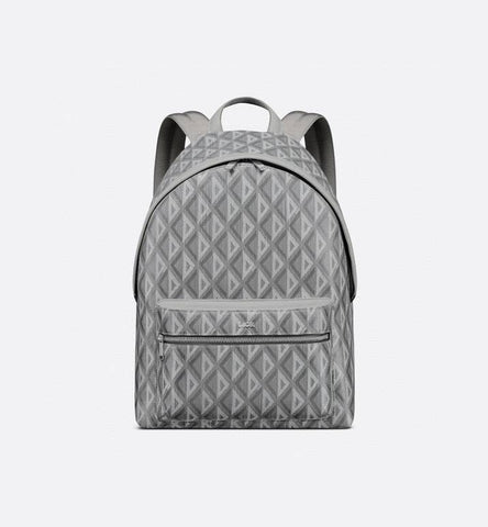 Dior Rider Zipped Backpack Grey Coated Cotton Canvas with CD Diamond Print - Banlieue91