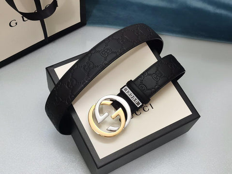 GUCCI Embellished coated-canvas and leather belt 'Black' - Banlieue91