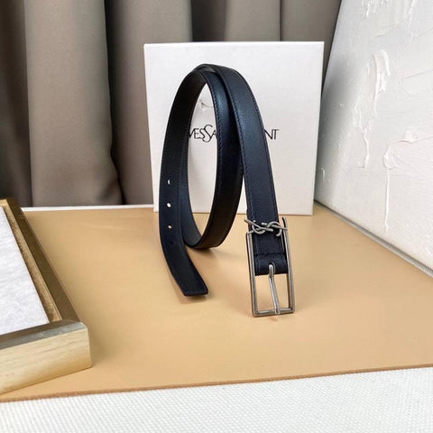 Saint Laurent Classic Monogram Square Buckle Belt Embossed Leather - Banlieue91