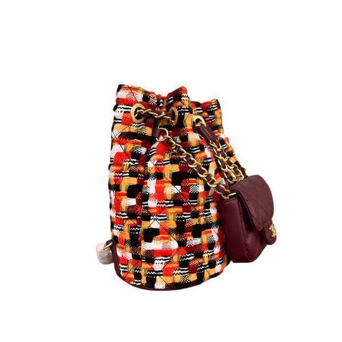 Chanel Tweed Quilted Small CC Chain Bucket Backpack Multicolor - Banlieue91