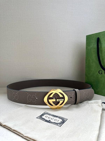 GUCCI Embellished coated-canvas and leather belt 'Dark Grey' - Banlieue91