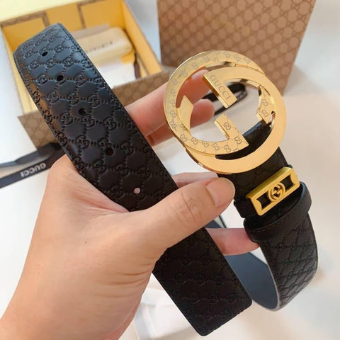 GUCCI Embellished coated-canvas and leather belt 'Black' - Banlieue91