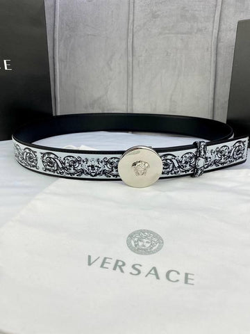 Versace MEDUSA BIGGIE ENAMEL LEATHER BELT - Banlieue91