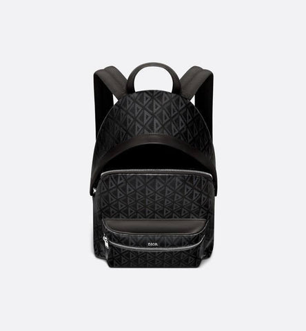 Dior Rider Zipped Backpack Black Coated Cotton Canvas with CD Diamond Print - Banlieue91