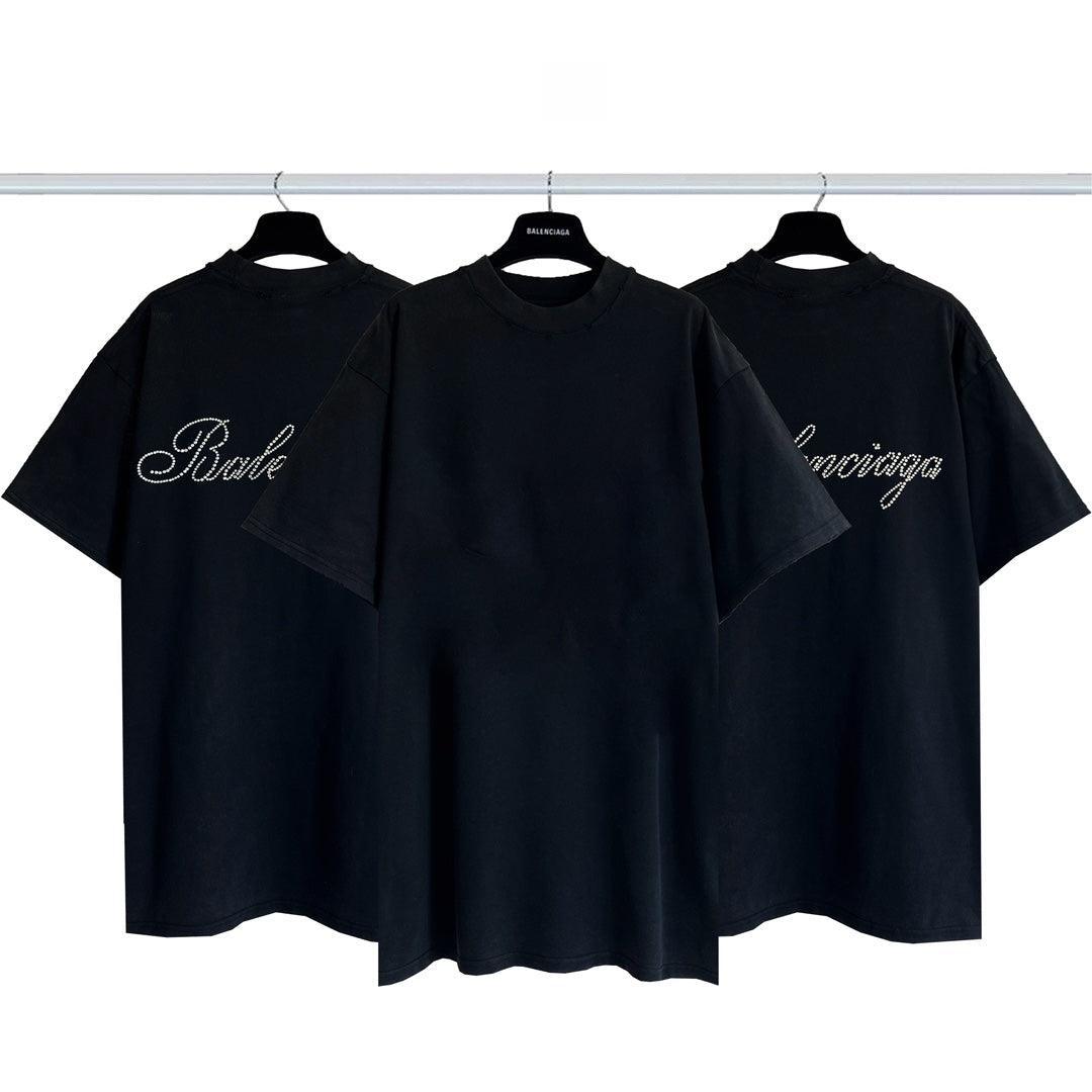 Balenciaga Handwritten Black T-Shirt Without Collar - Banlieue91