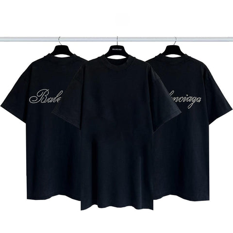 Balenciaga Handwritten Black T-Shirt Without Collar - Banlieue91