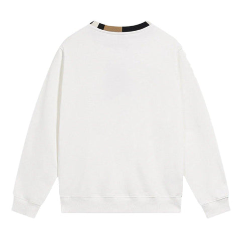 BURBERRY JARRAD WHITE COTTON ICON STRIPE COLLAR RED LOGO SWEATER - Banlieue91