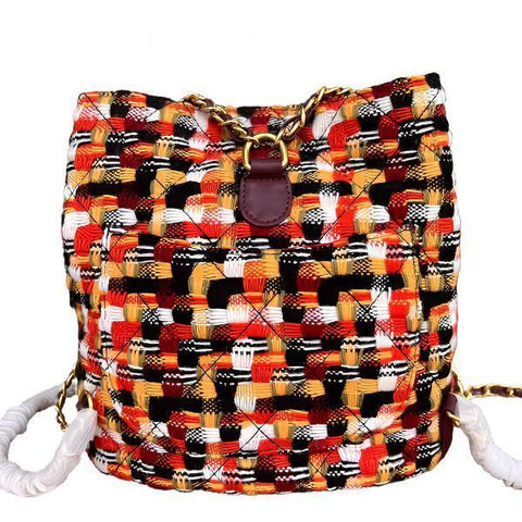 Chanel Tweed Quilted Small CC Chain Bucket Backpack Multicolor - Banlieue91