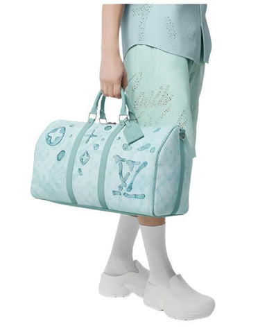 Louis Vuitton White & Blue Aquagarden Monogram Keepall 50 - Banlieue91