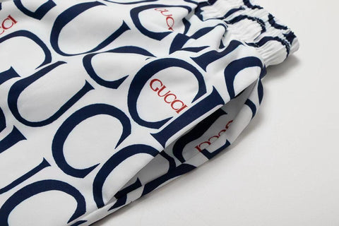 Maxi Gucci Print Fabric Short 'Blue' - Banlieue91