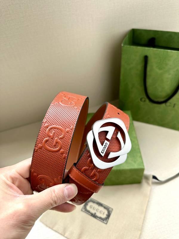 GUCCI Embellished coated-canvas and leather belt 'Red' - Banlieue91