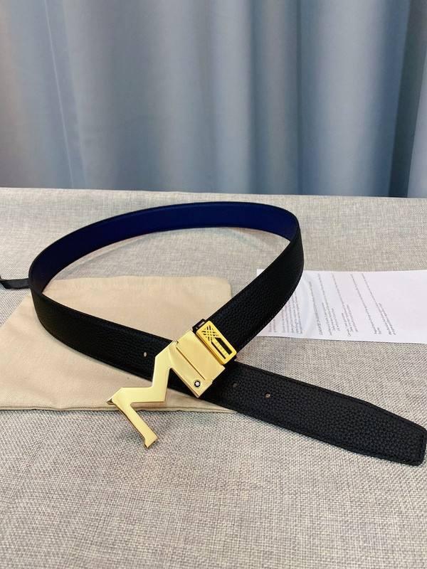 Montblanc M Buckle Reversible Leather Belt 'Black/Blue' - Banlieue91