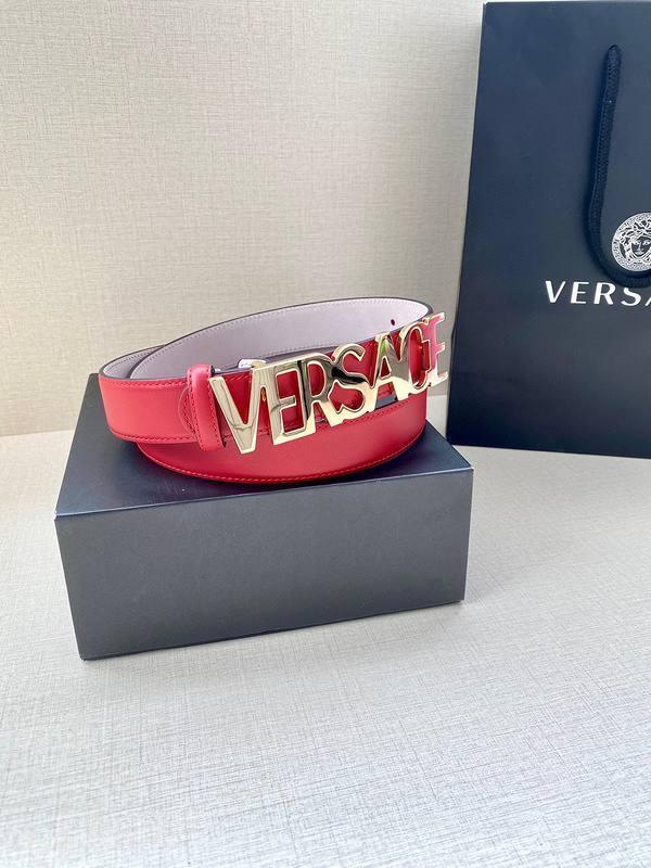 Versace Women's Leather Logo Decorated Buckle Belt - Banlieue91