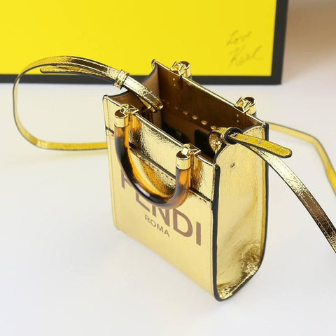 Fendi Vitello King Plexiglass Logo Embossed Mini Fendi Sunshine Shopper Tote - Banlieue91
