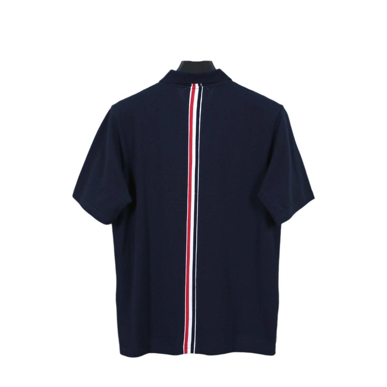 Thom Browne Navy Blue T-Shirt with Collar - Banlieue91