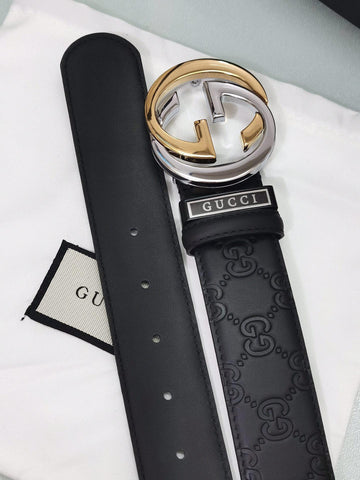 GUCCI Embellished coated-canvas and leather belt 'Black' - Banlieue91