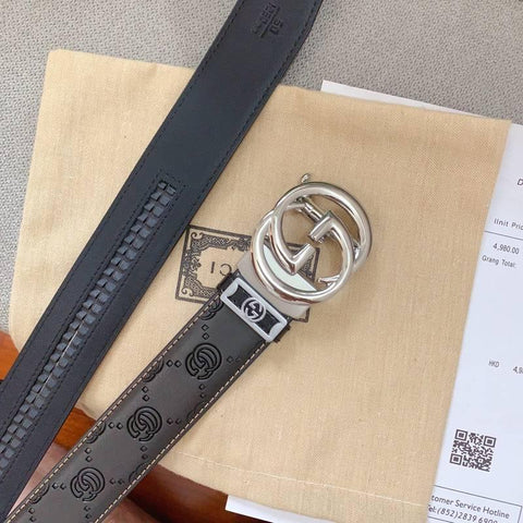 GUCCI Embellished coated-canvas and leather belt 'Black' - Banlieue91
